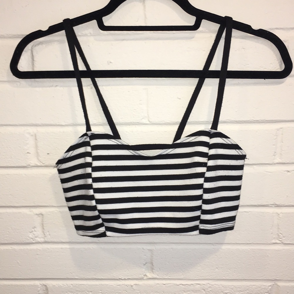 ! LF Black & White Striped Cage Bra/Bralette - Picture 2 of 3